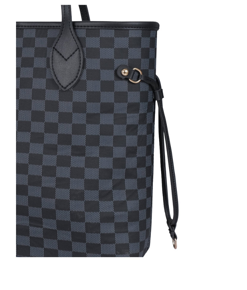 Black checkered neverfull tote bag