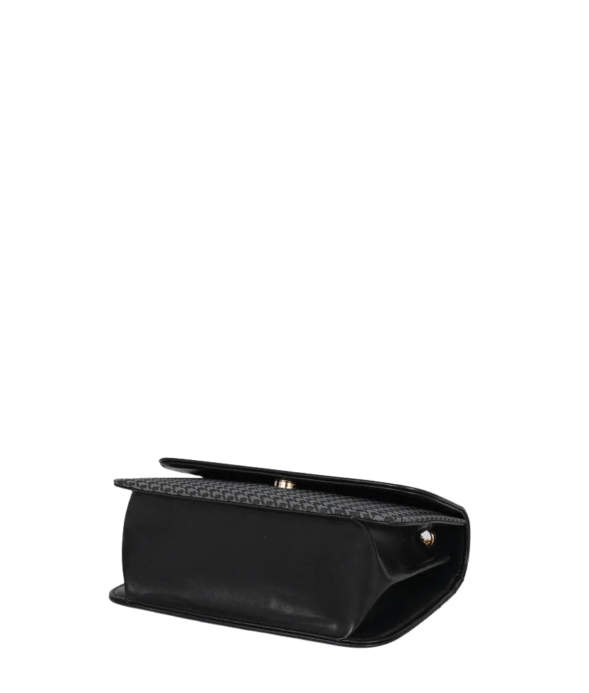 Grey houndstooth chain cross-body bag