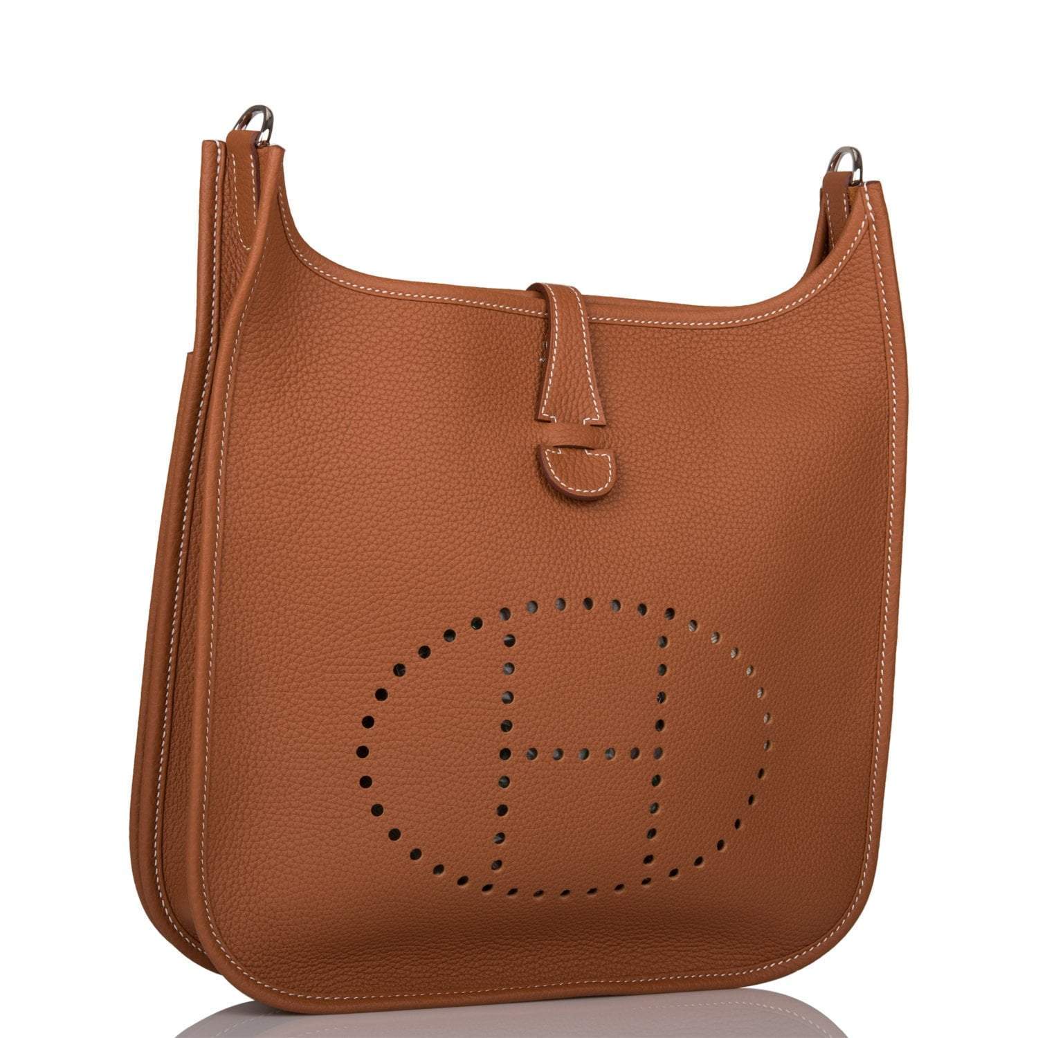 Hermes Gold Clemence Evelyne III PM Bag Palladium Hardware