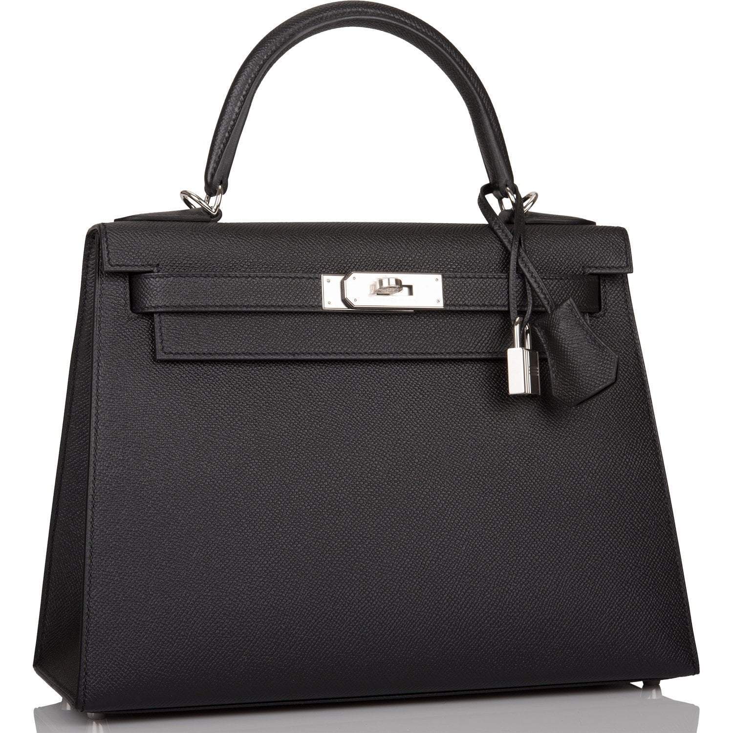 Hermes Black Epsom Sellier Kelly 28cm Palladium Hardware