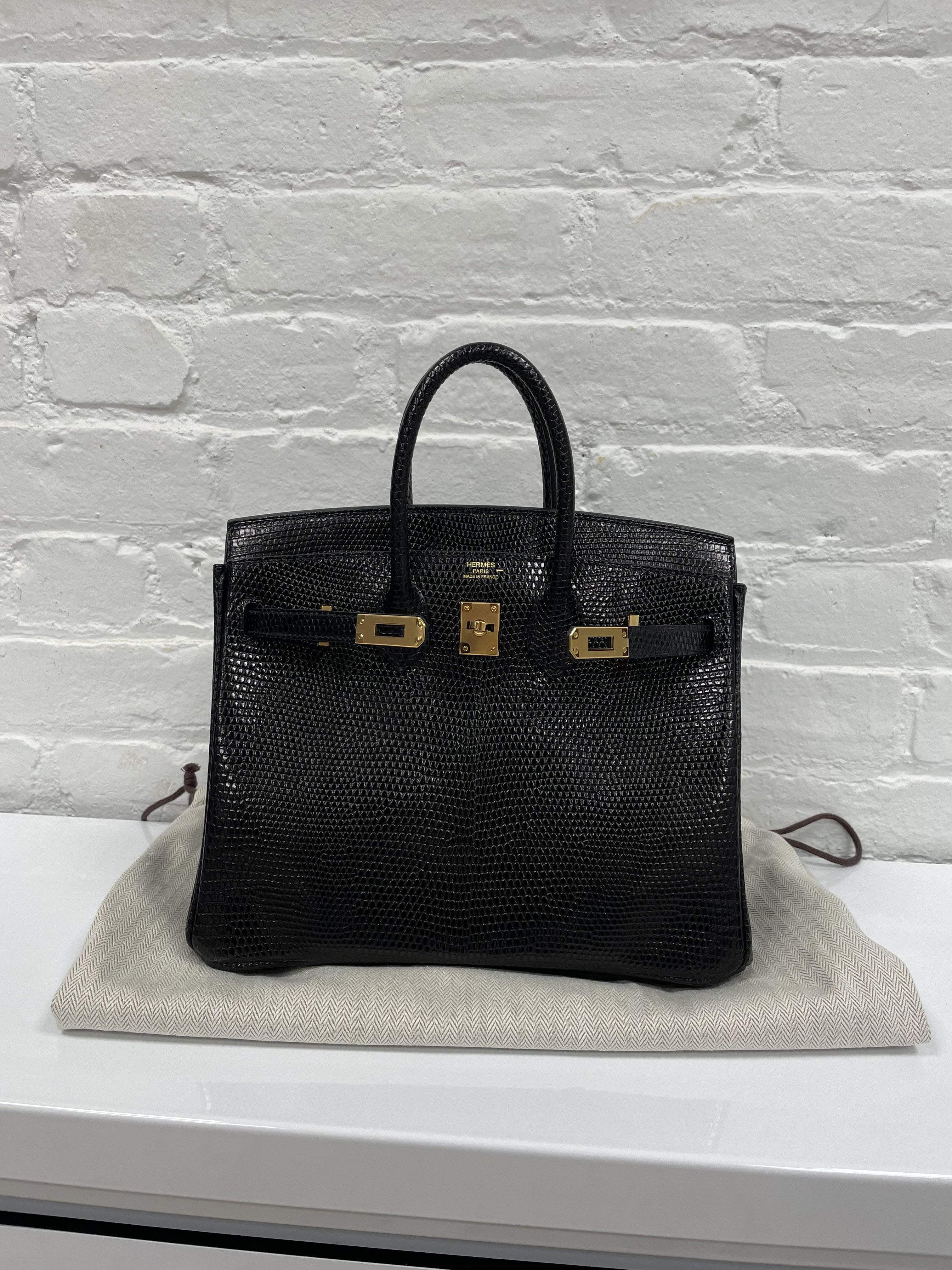 Hermes Birkin 25cm Black Lizard GHW