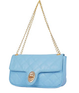 Marella Sky blue quilted small shoulder bag with chain