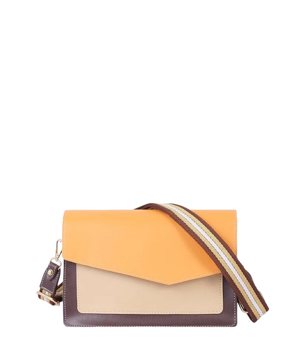 Marella Mustard half flap cross-body bag