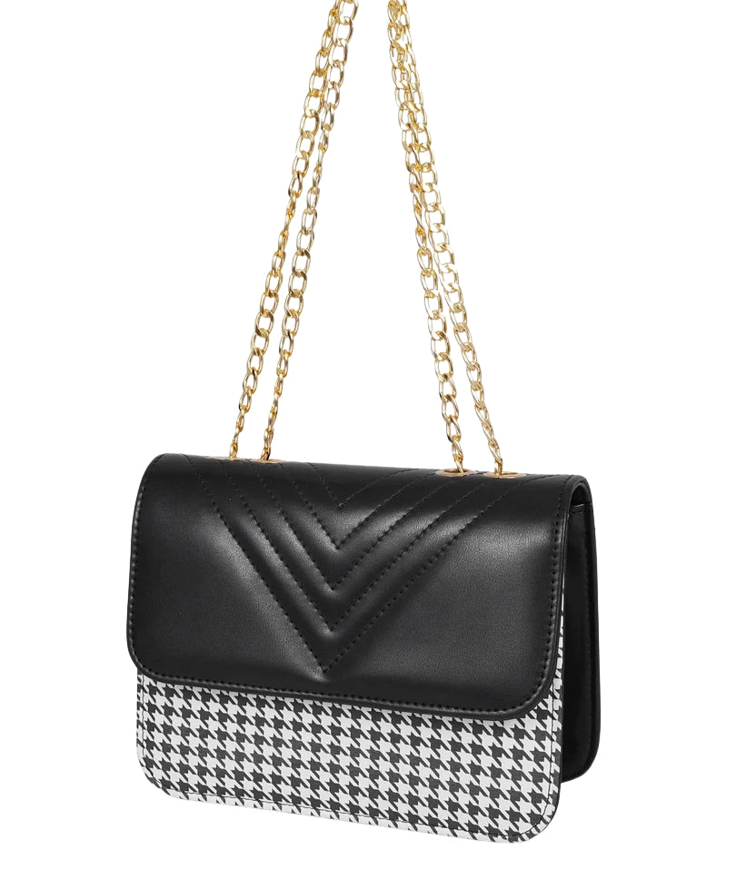 Marella Black houndstooth chain cross-body bag