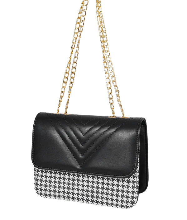 Marella Black houndstooth chain cross-body bag