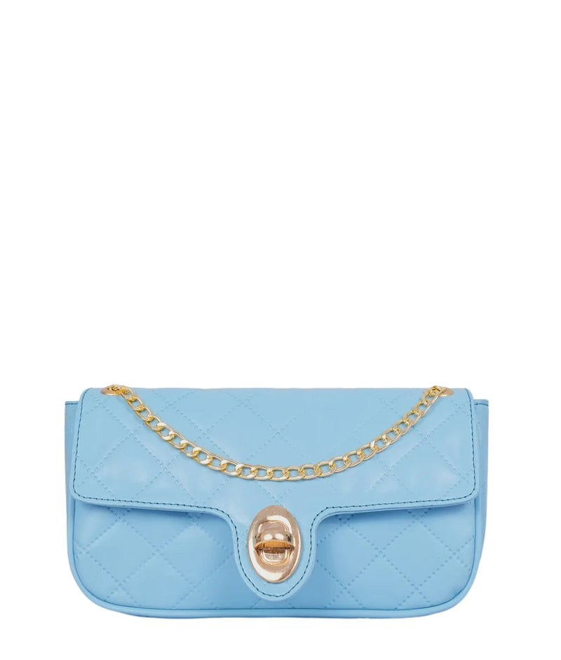 Marella Sky blue quilted small shoulder bag with chain