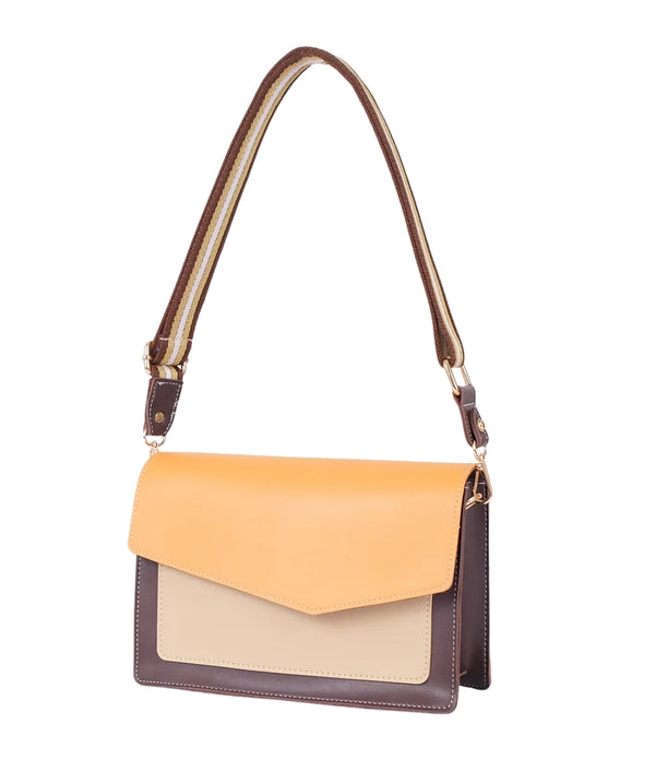 Marella Mustard half flap cross-body bag
