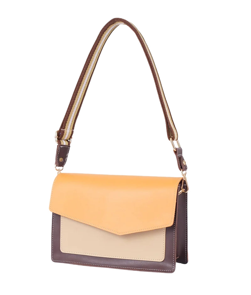 Marella Mustard half flap cross-body bag