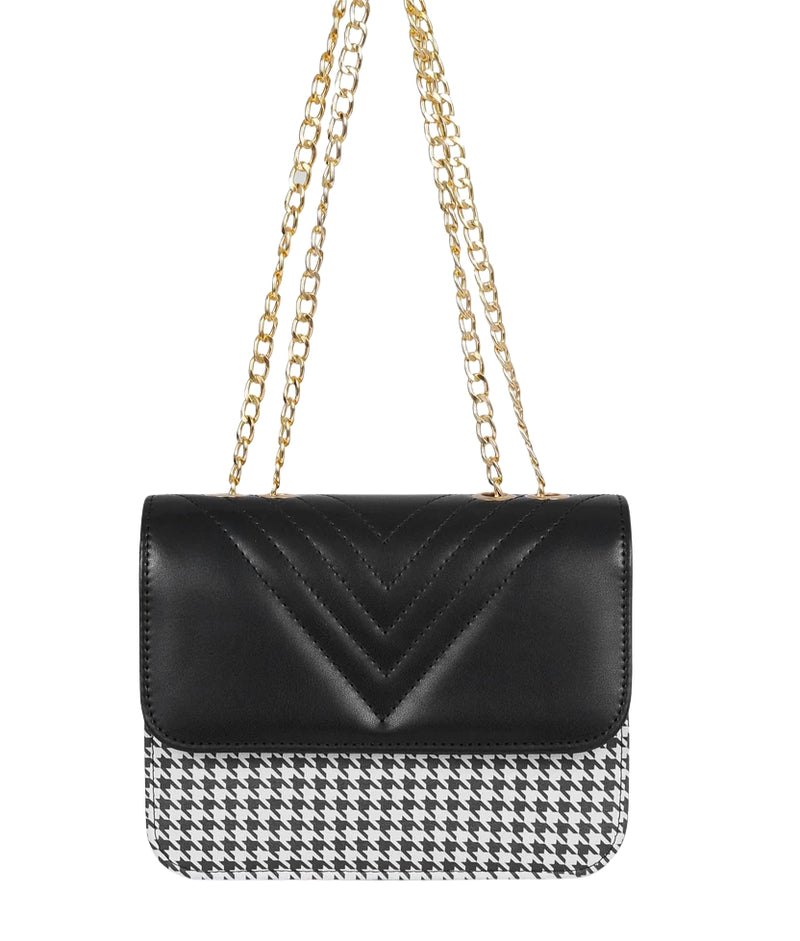 Marella Black houndstooth chain cross-body bag
