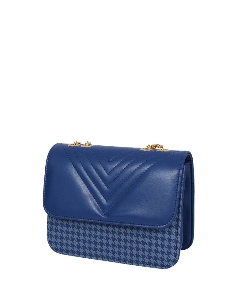 Marella Blue houndstooth chain cross-body bag