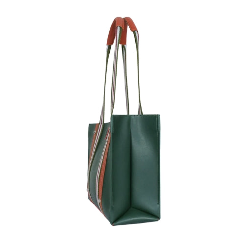 Army green long strap tote bag