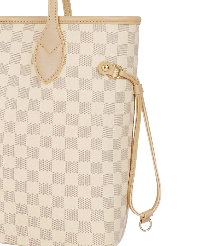 Marella Off-white checkered neverfull tote bag