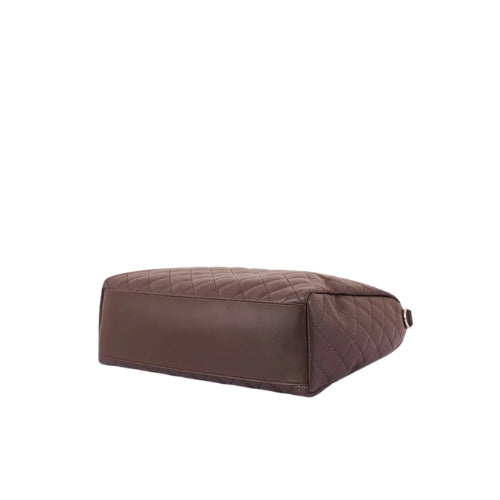 Dark brown quilted carryall tote bag