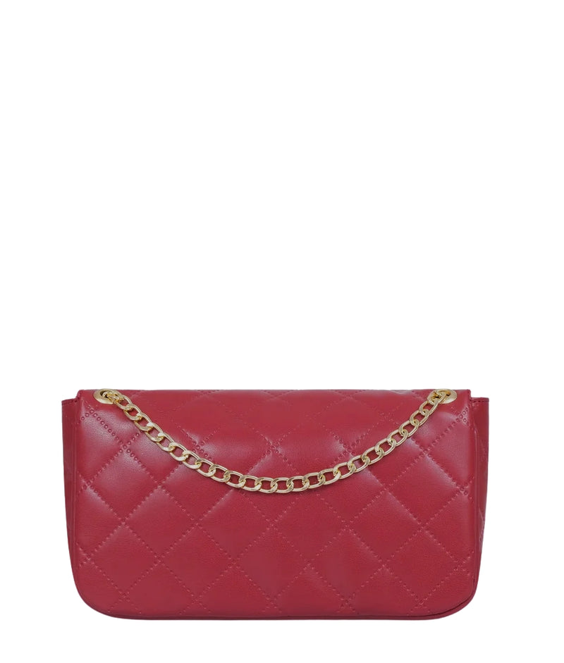 Marella Maroon quilted small shoulder bag with chain