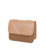 Marella Beige houndstooth chain cross-body bag