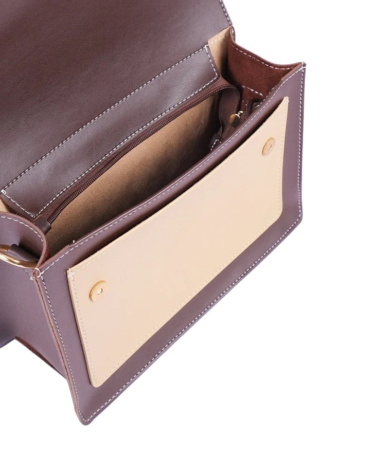 Marella Mustard half flap cross-body bag