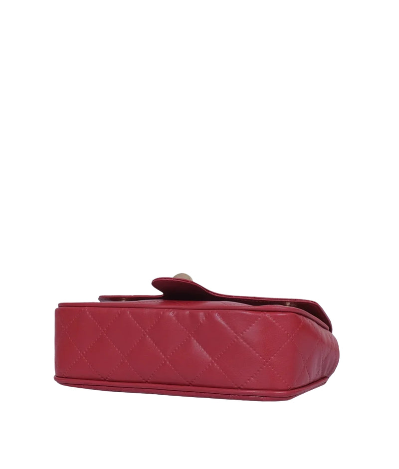 Marella Maroon quilted small shoulder bag with chain