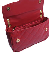 Marella Maroon quilted small shoulder bag with chain