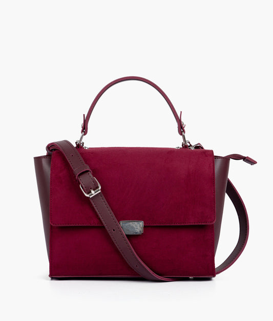 Burgundy suede mini messenger bag