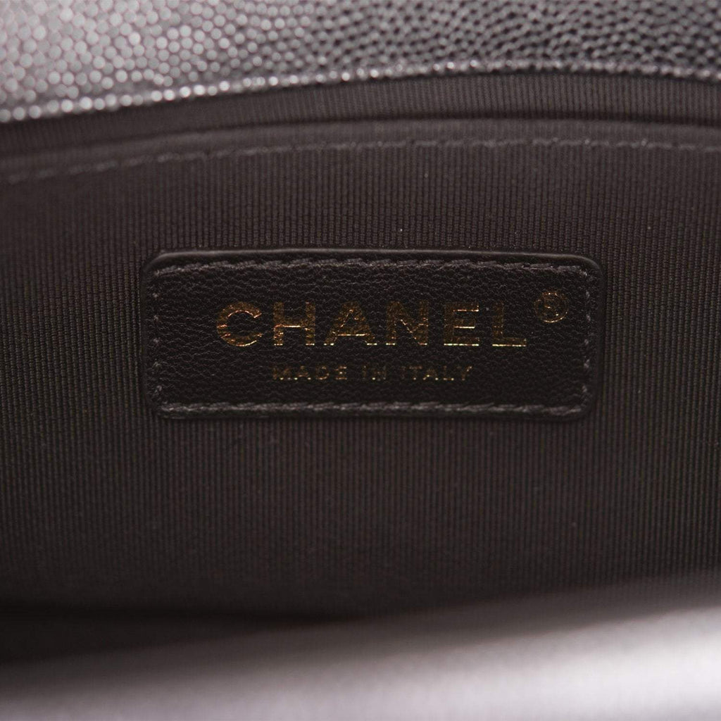 Chanel Small Boy Bag Black Caviar Antique Gold Hardware