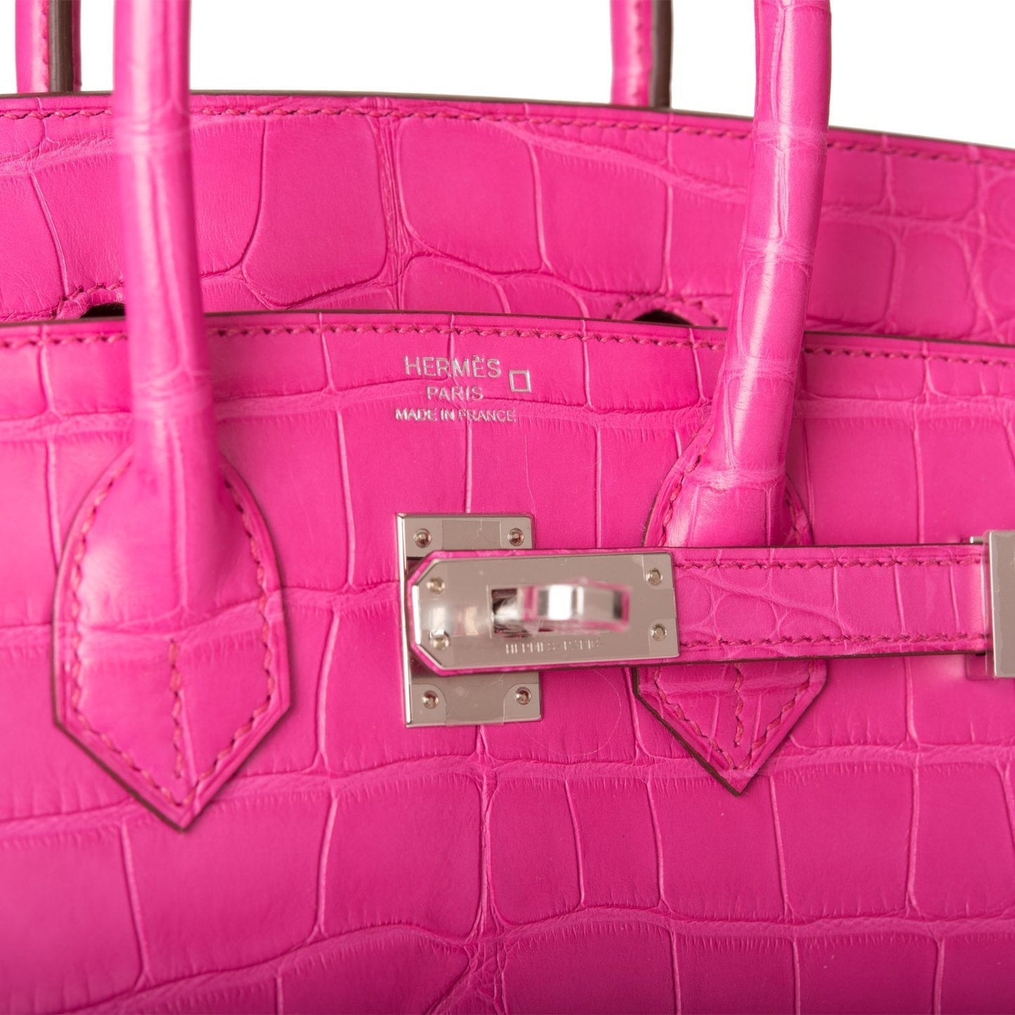 Hermes Birkin 25 Rose Shocking Matte Alligator Palladium Hardware