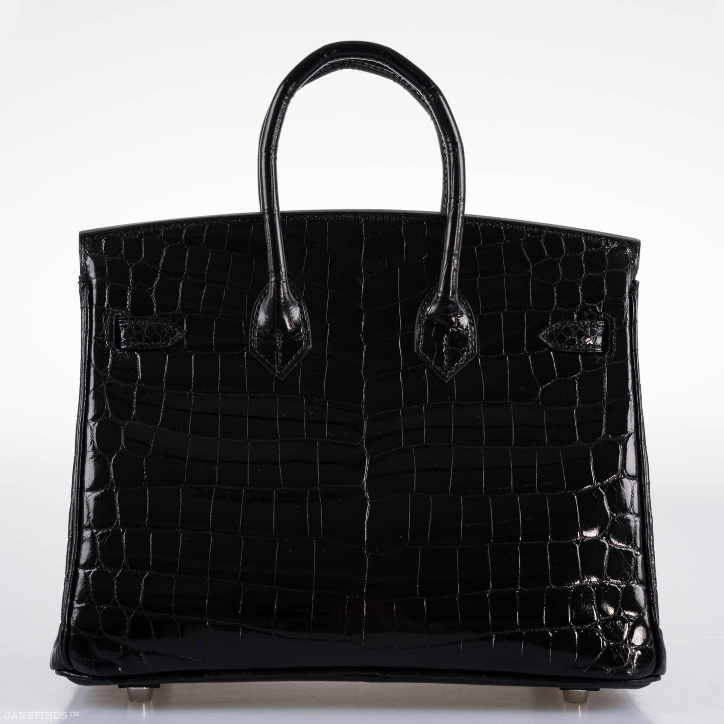 Hermes Birkin 25 Shiny Black Niloticus Crocodile with Palladium Hardware