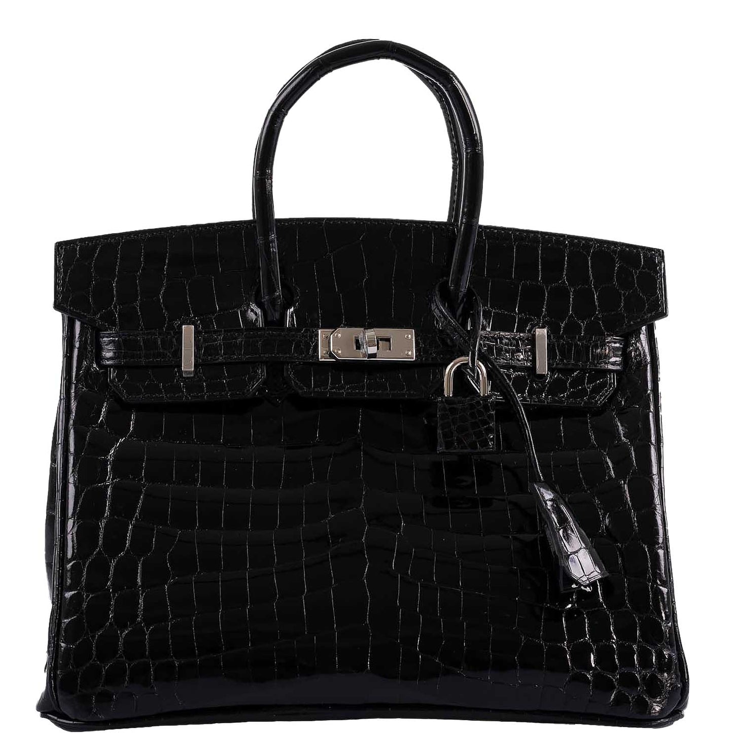 Hermes Birkin 25 Shiny Black Niloticus Crocodile with Palladium Hardware