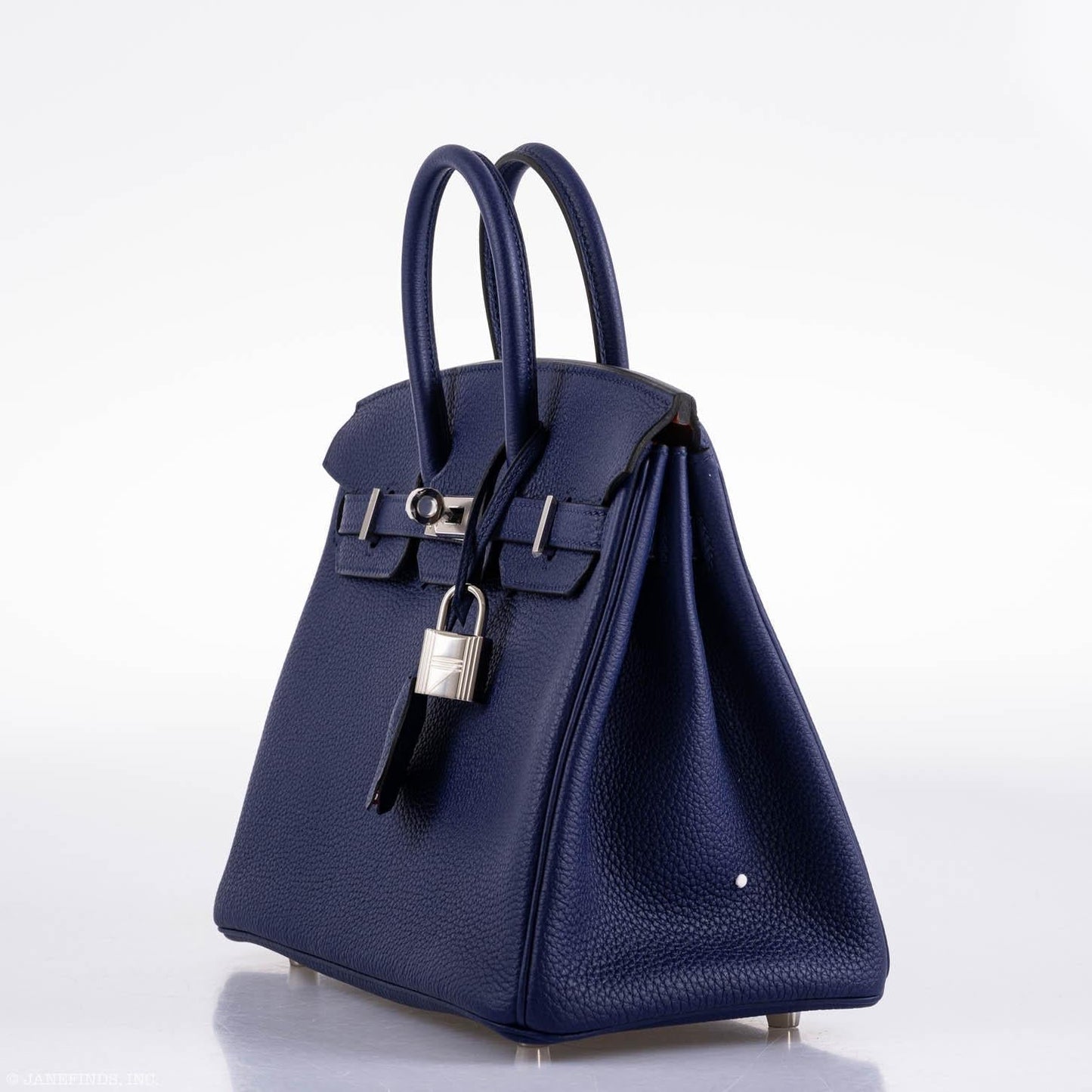 Hermes Birkin 25 Verso Blue Encre Togo & Orange H with Palladium Hardware