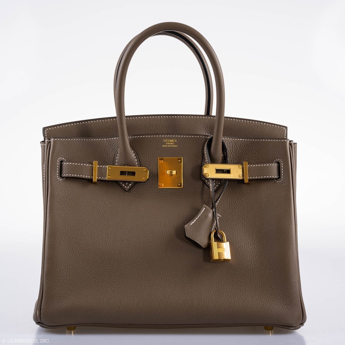 Hermes Birkin 30 Etoupe Navillo leather Gold Hardware