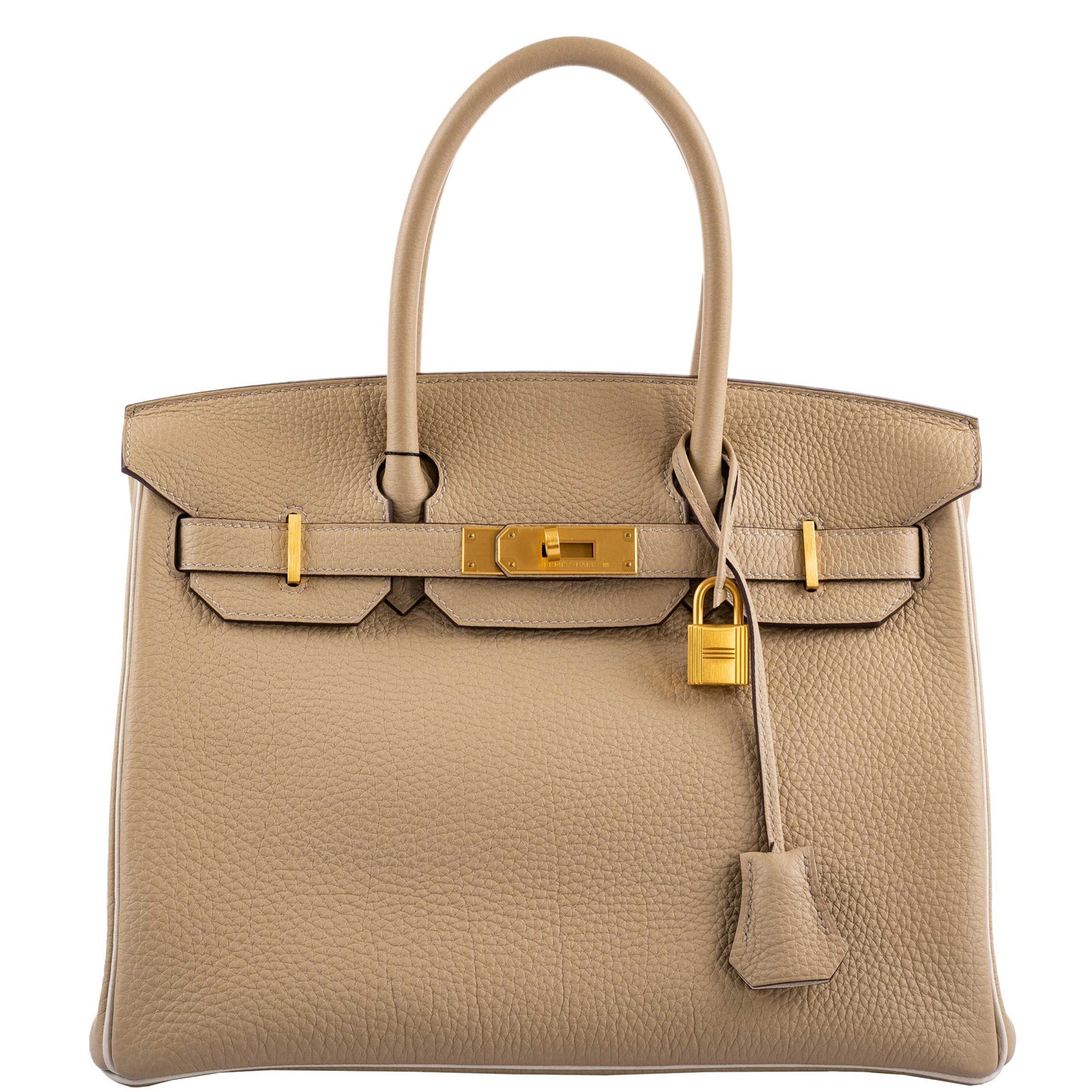 Hermes Birkin 30 HSS Trench & Craie Piping Togo Brushed Gold Hardware