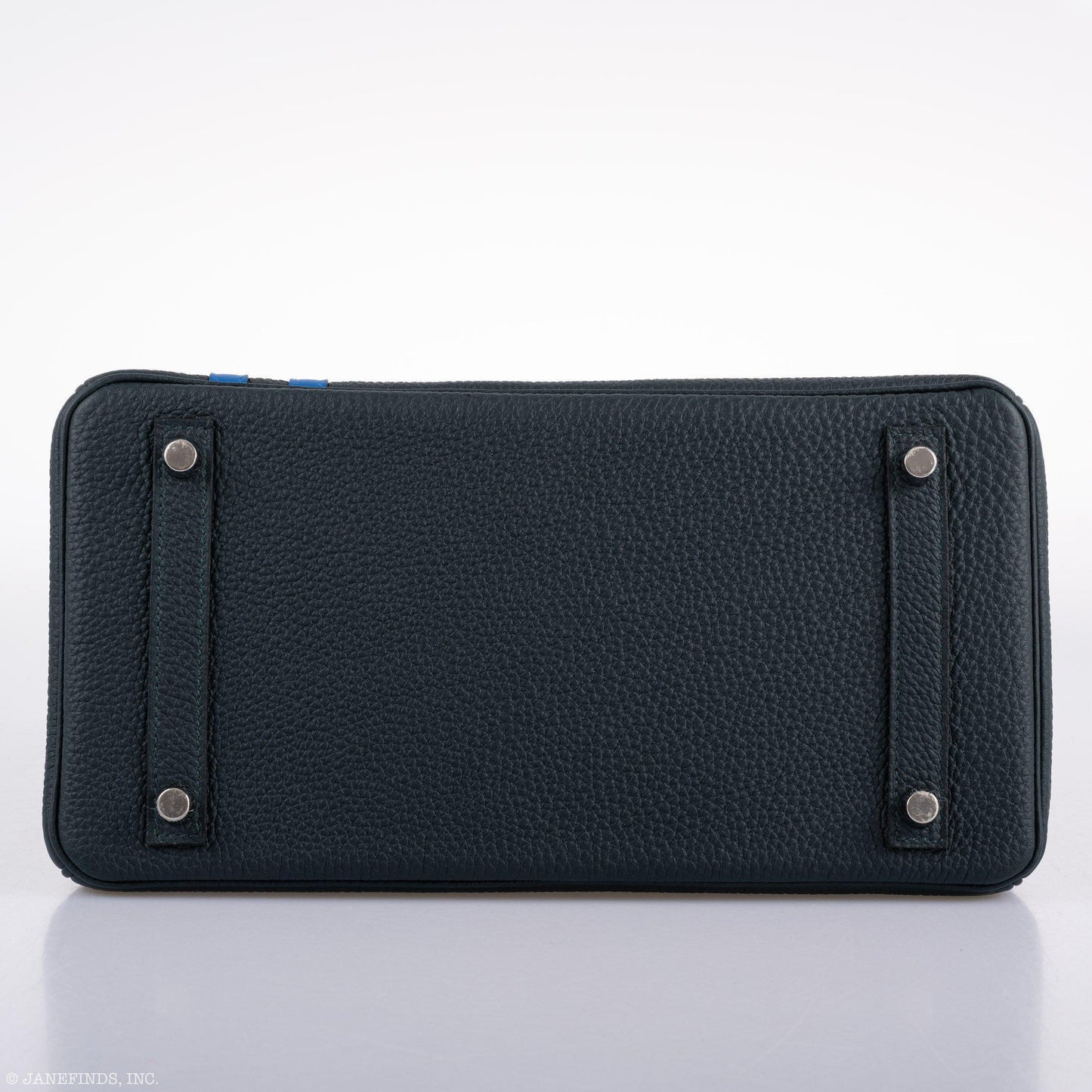 Hermes Birkin 30 Officier Vert Cyprès Togo & Bleu Zellige Stripe & Lining Palladium Hardware