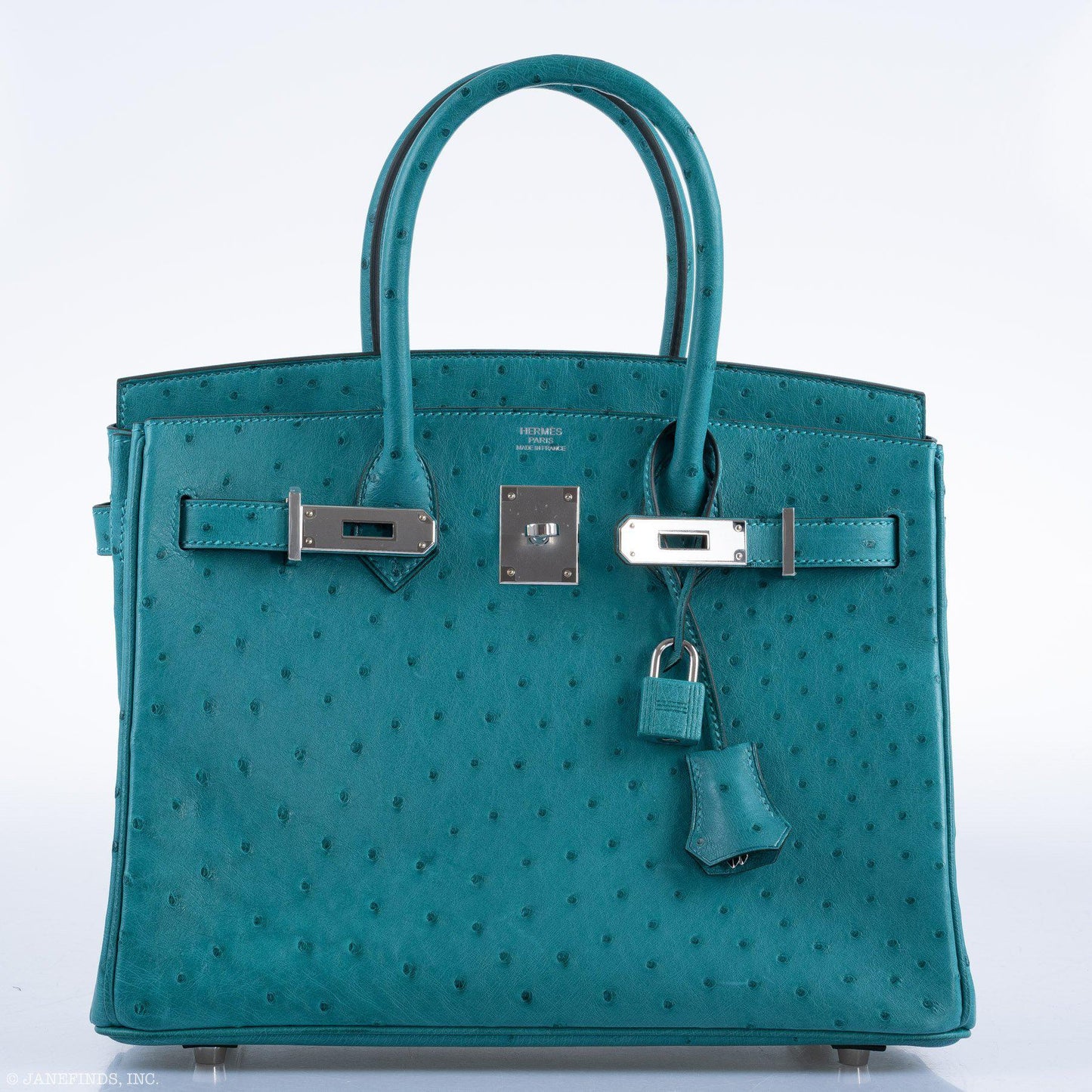 Hermes Birkin 30 Vert Verone Ostrich Palladium Hardware