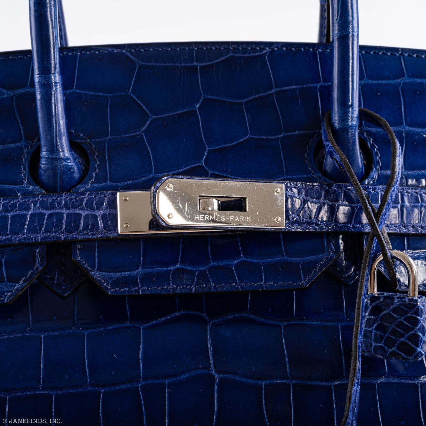 Hermes Birkin 35 Blue Electric Porosus Crocodile Palladium Hardware