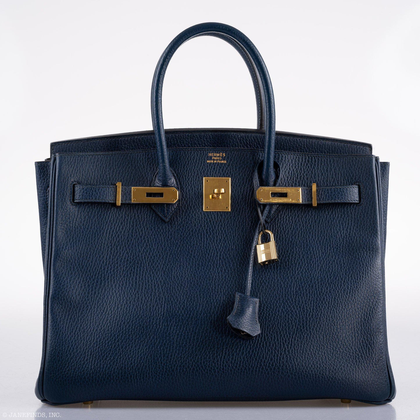 Hermes Birkin 35 Blue Saphire Ardennes leather Gold Hardware