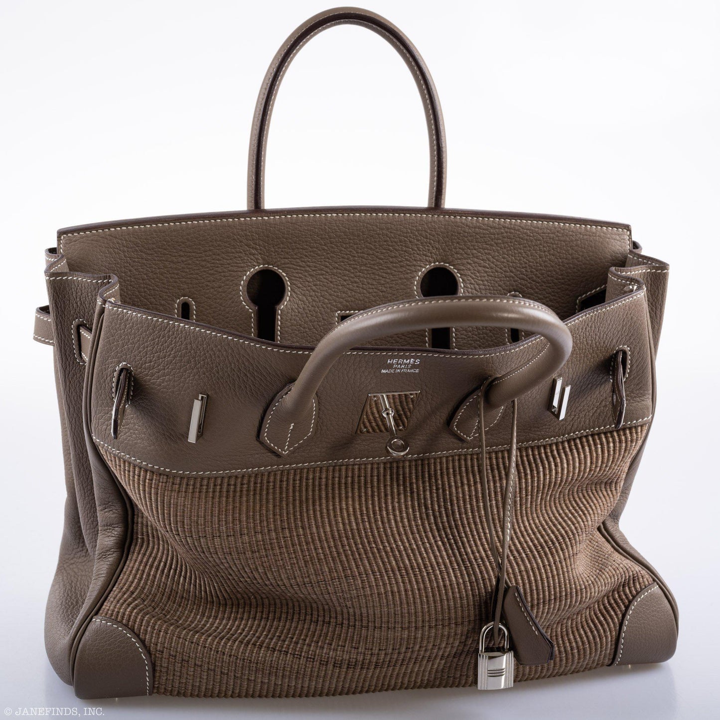 Hermes Birkin 35 Crinoline & Etoupe Clemence with Palladium Hardware