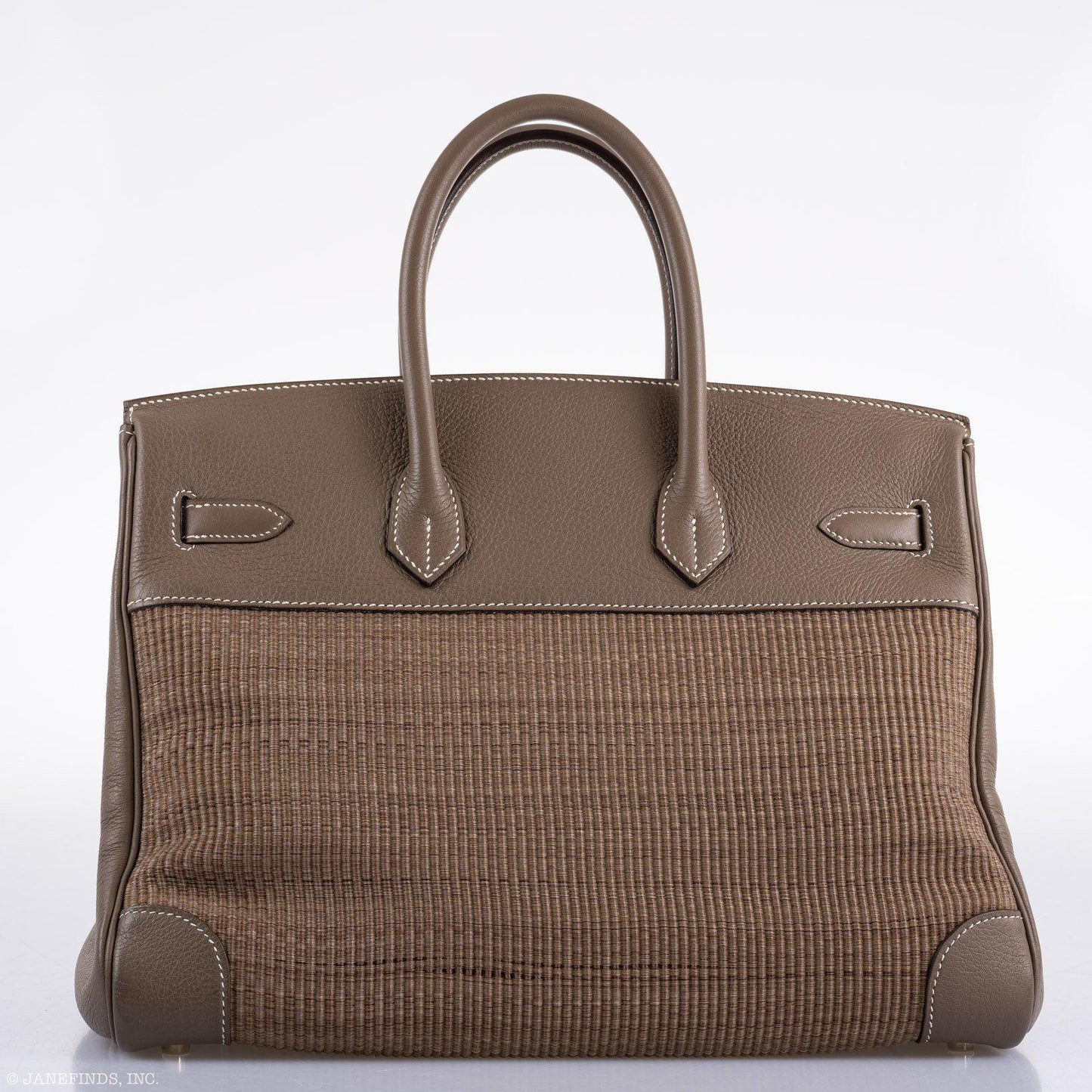 Hermes Birkin 35 Crinoline & Etoupe Clemence with Palladium Hardware