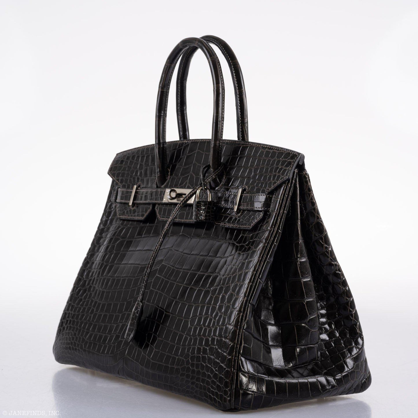 Hermes Birkin 35 Graphite Porosus Crocodile with Palladium Hardware