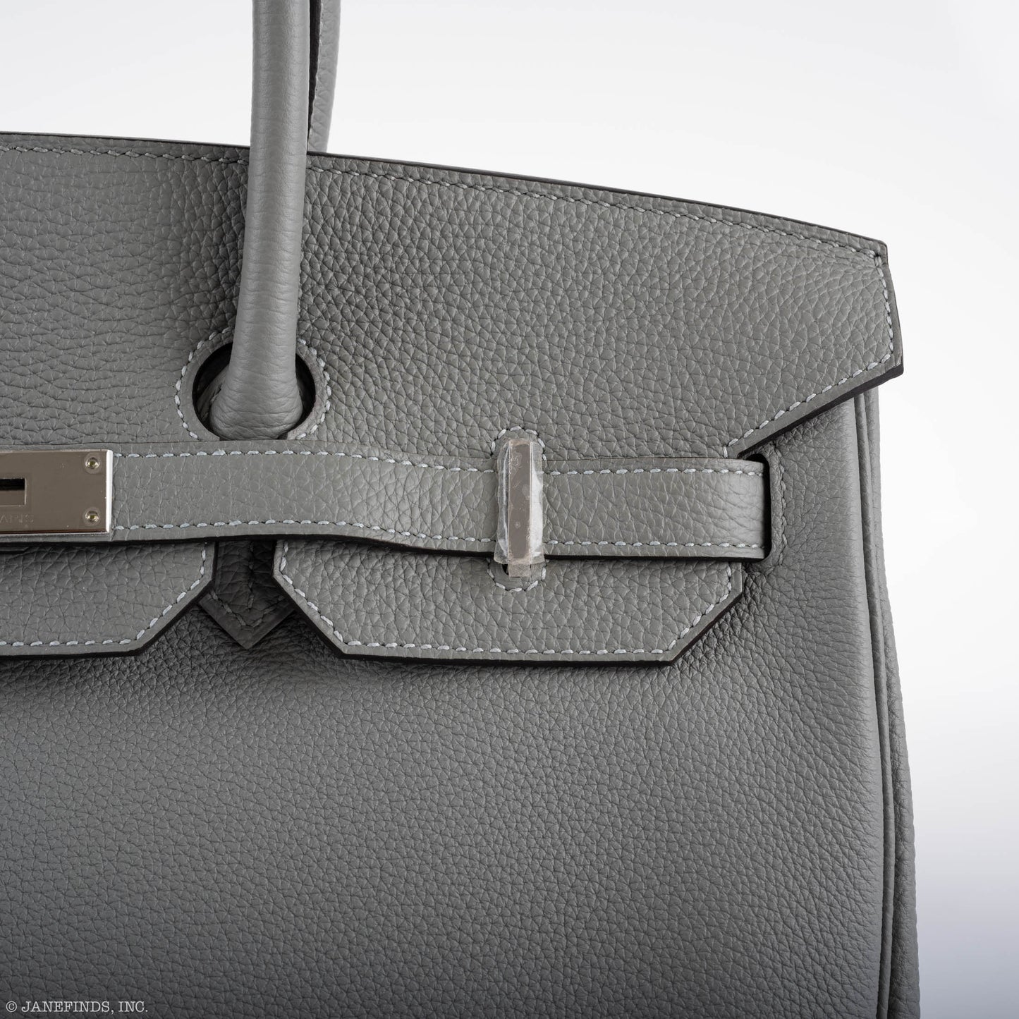 Hermes Birkin 35 Gris Mouette Verso Blue Agate Togo Palladium Hardware