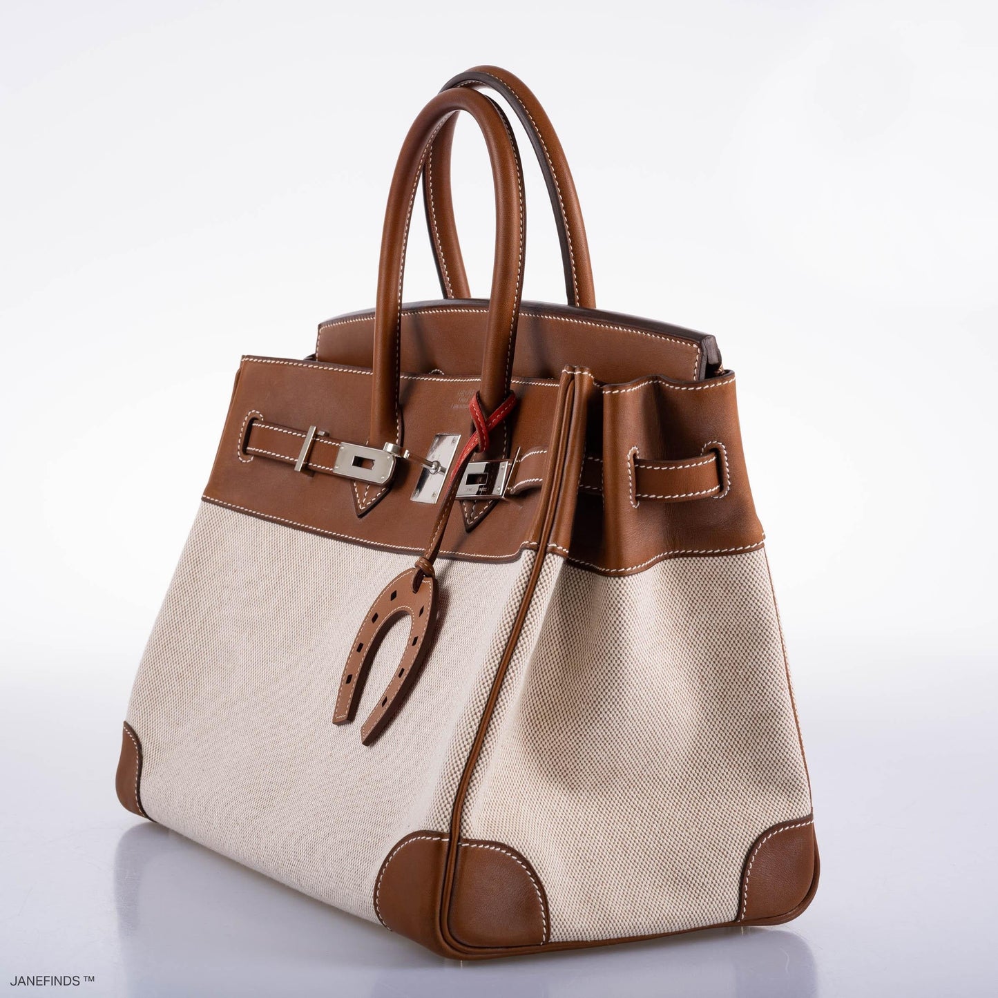 Hermes Birkin 35 Toile & Barenia with Palladium Hardware