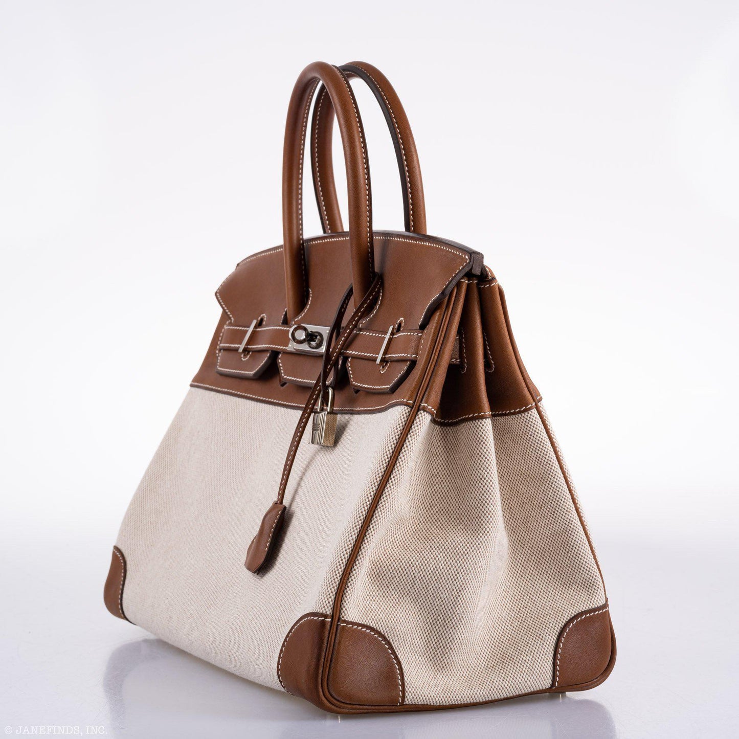 Hermes Birkin 35 Toile & Barenia with Palladium Hardware