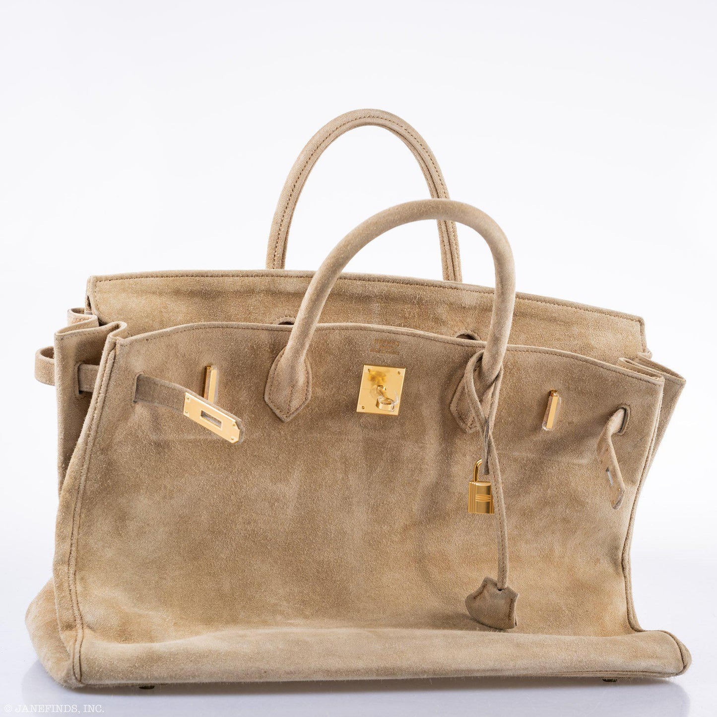 Hermes Birkin 40 Beige Veau Doblis Suede with Gold Hardware