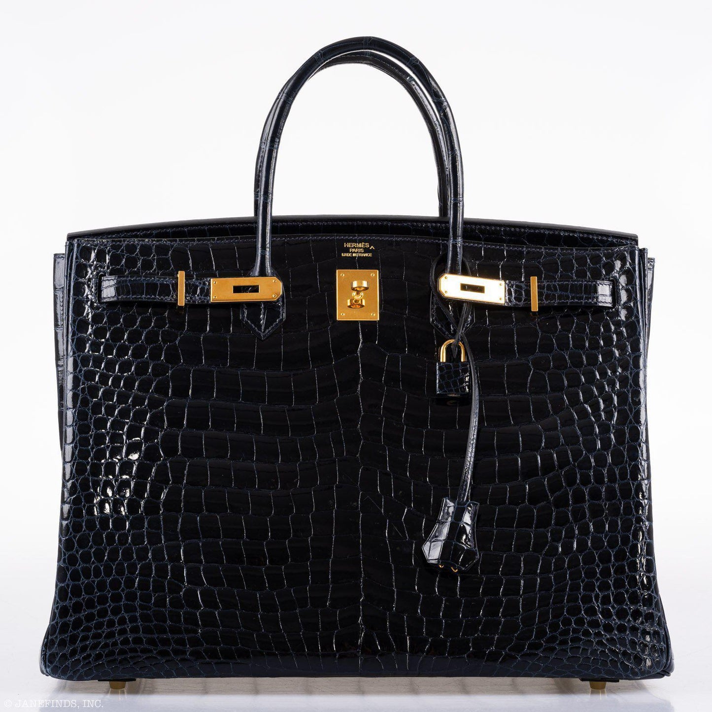Hermes Birkin 40 Blue Nuit Porosus Crocodile Gold Hardware