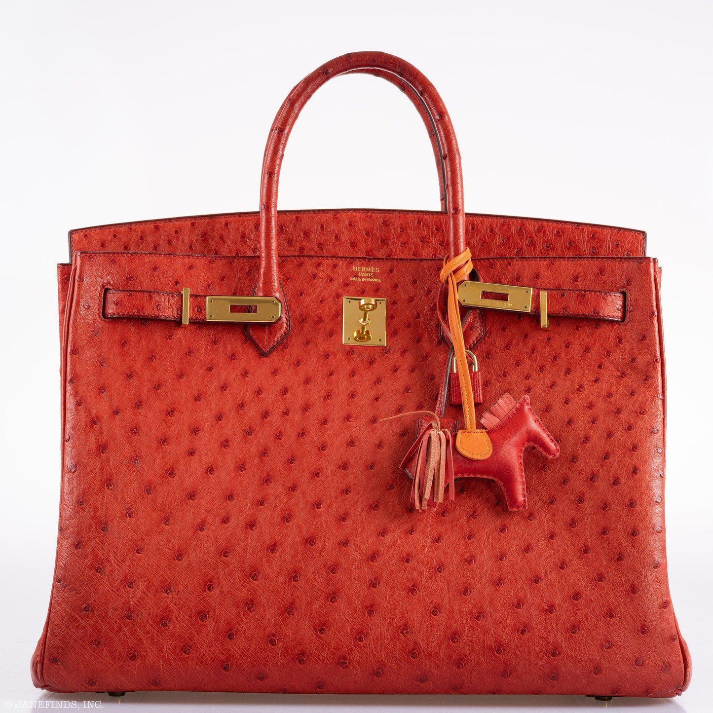 Hermes Birkin 40 Rouge Vif Ostrich with Gold Hardware