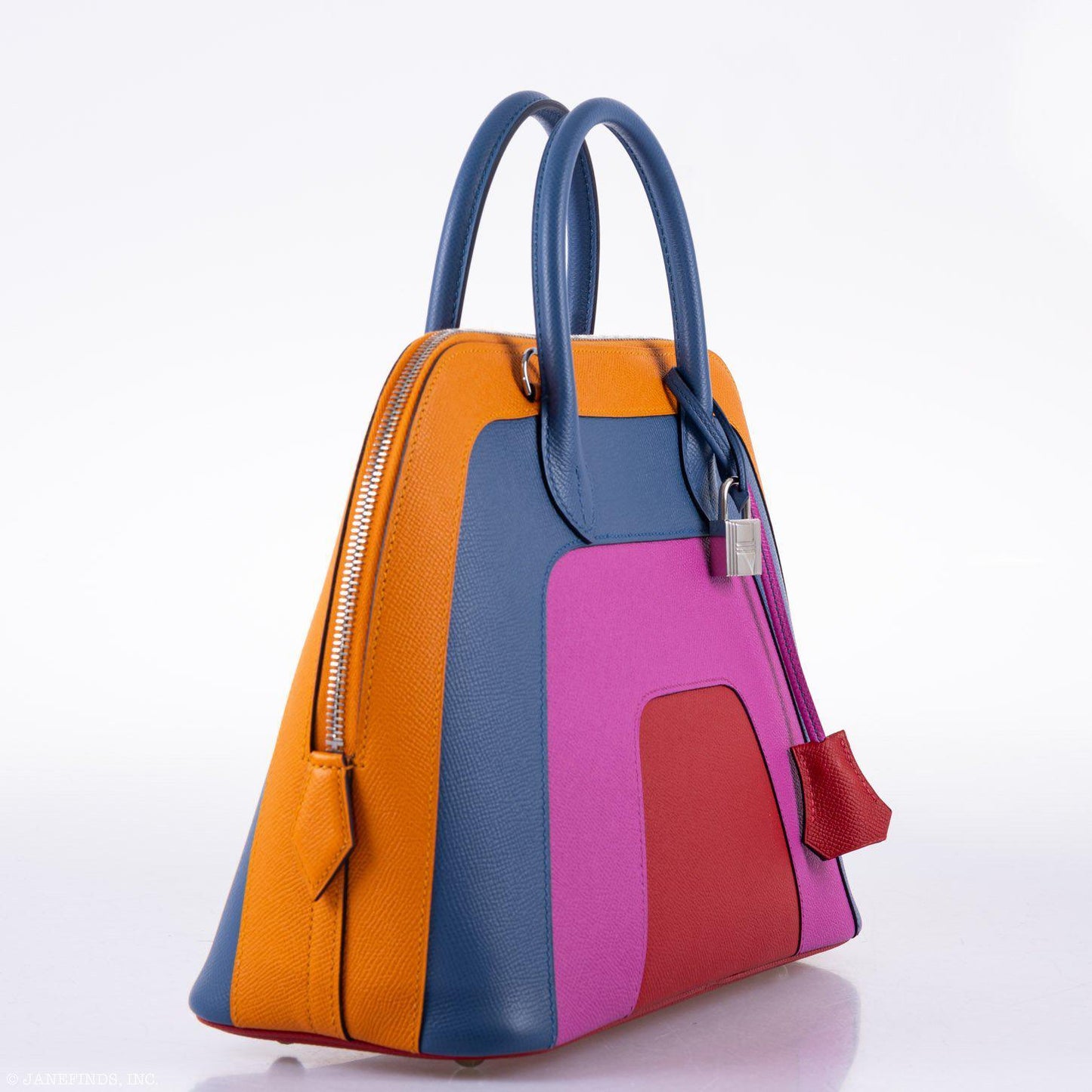 Hermes Bolide 1923 30 Rainbow Bag "Sunset" Epsom Palladium Hardware