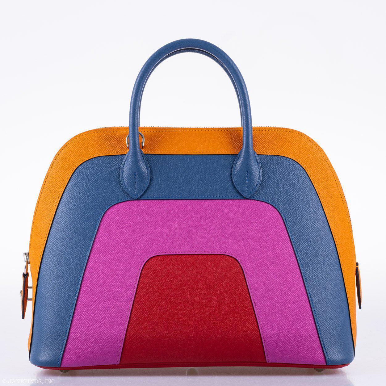 Hermes Bolide 1923 30 Rainbow Bag "Sunset" Epsom Palladium Hardware
