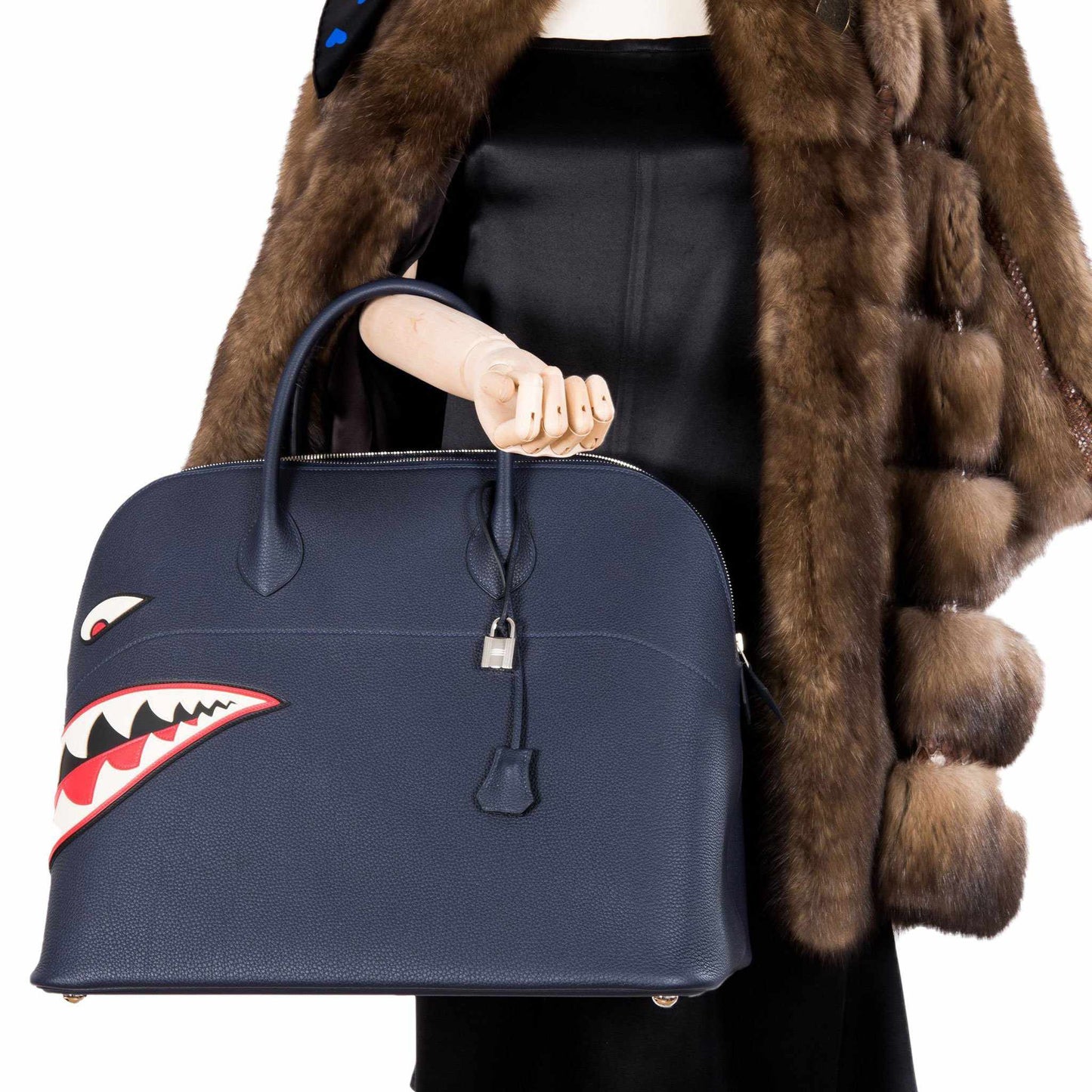 Hermes Bolide 40 Shark Indigo Blue Togo Unisex Bag Palladium Hardware