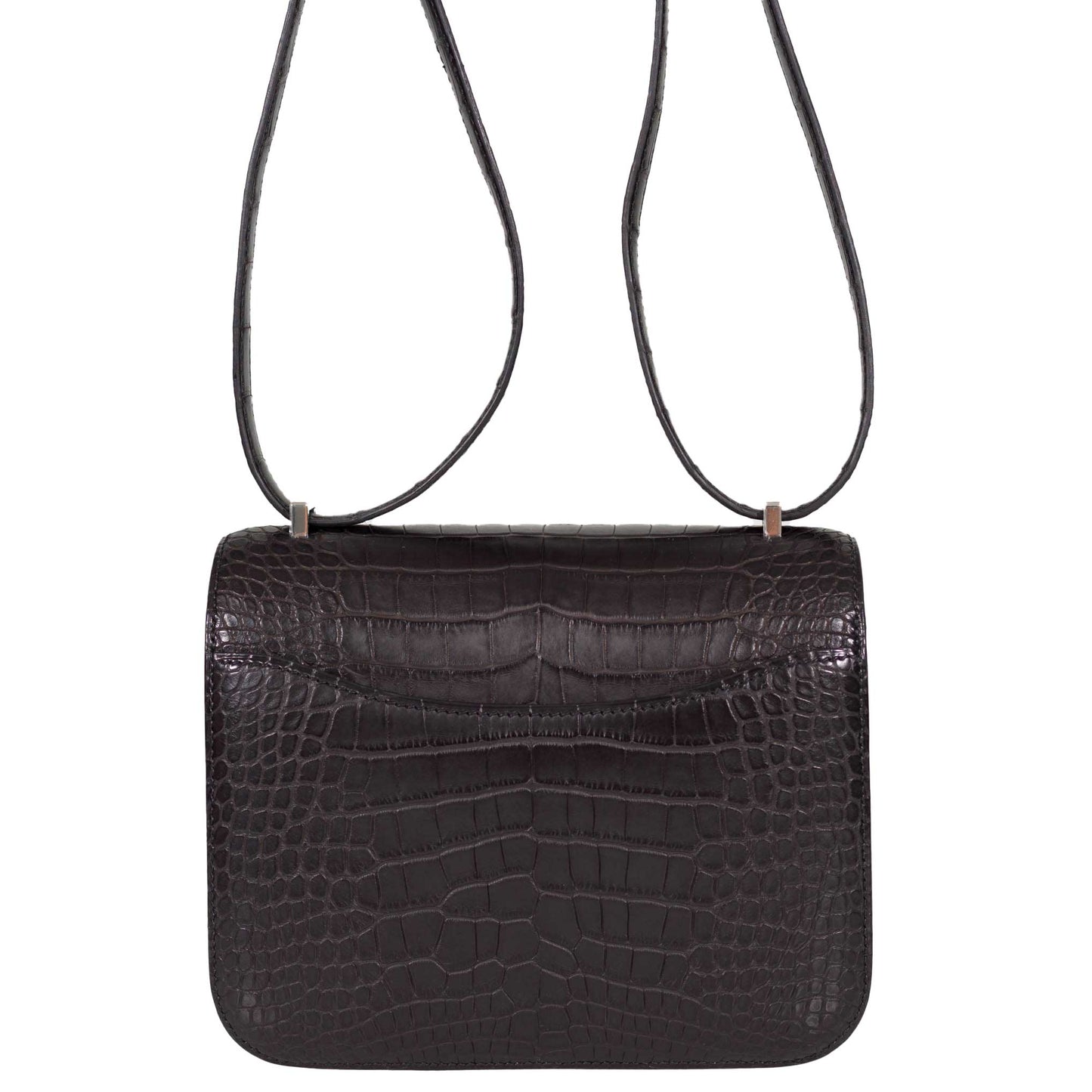 Hermes Constance 18 Mini Black Noir Matte Alligator with Lizard Buckle Palladium Hardware