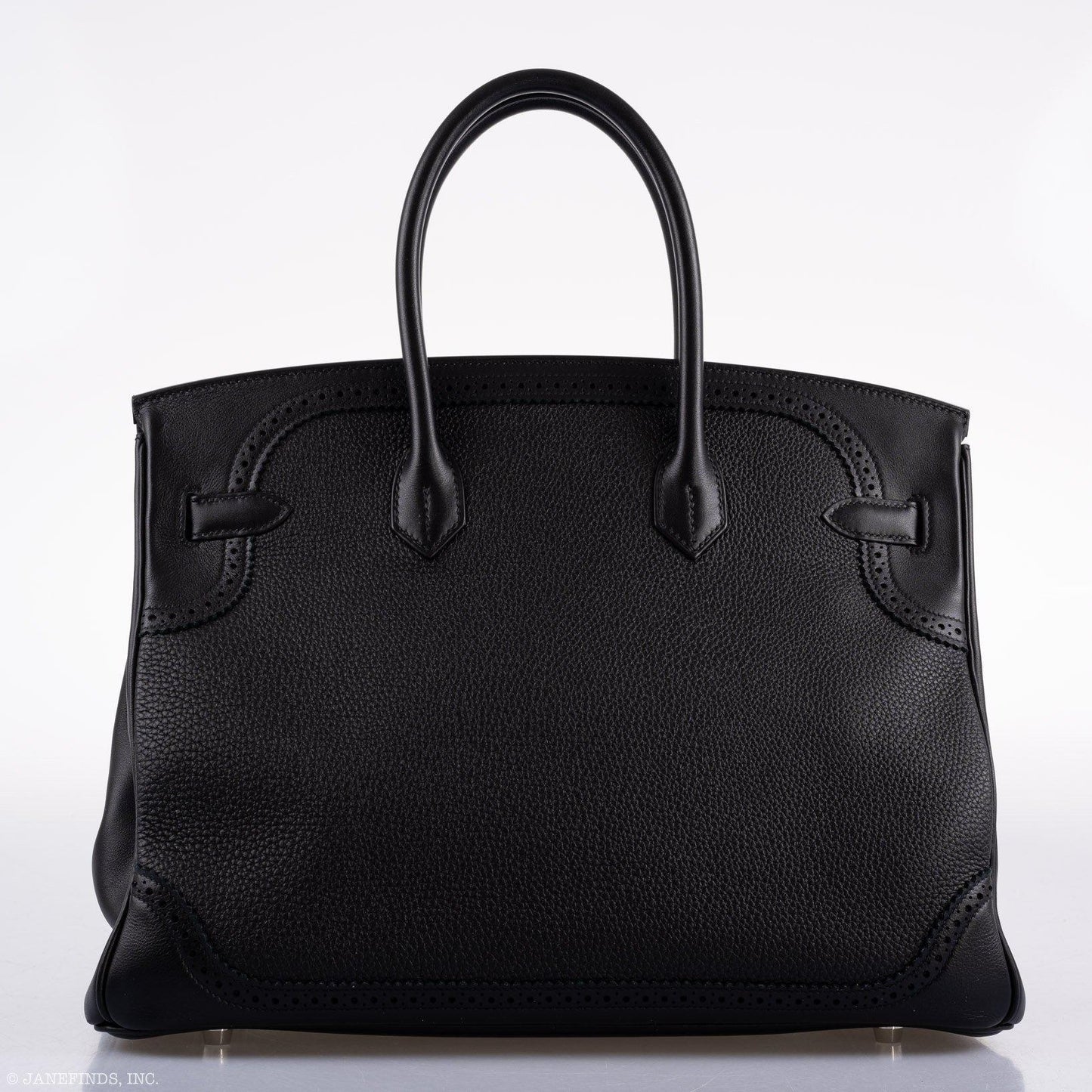 Hermes Ghillies Birkin 35 Black Togo & Evergrain with Palladium Hardware
