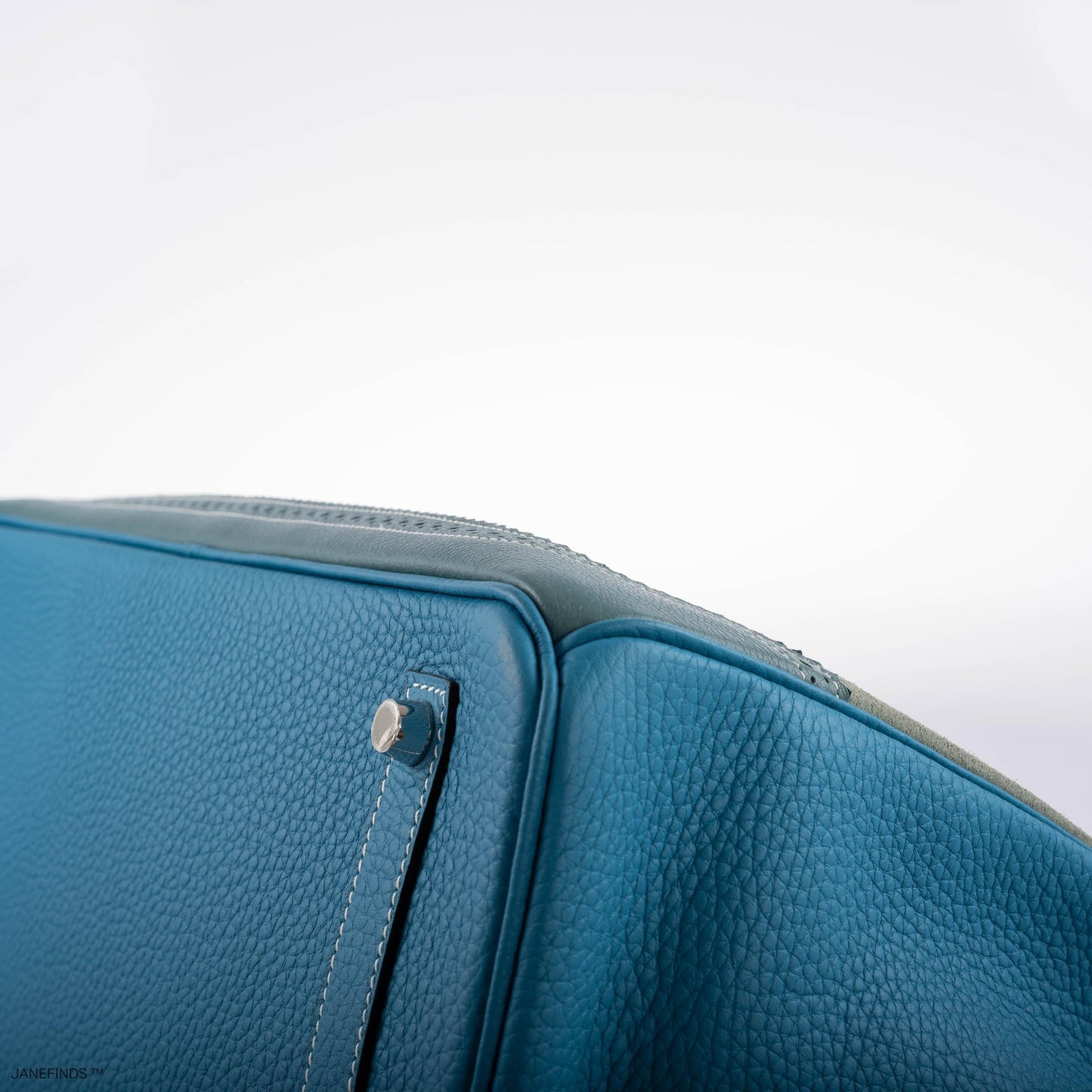 Hermes Ghillies Birkin 35 Ciel Doblis, Turquoise Togo & Blue Jean Swift with Palladium Hardware