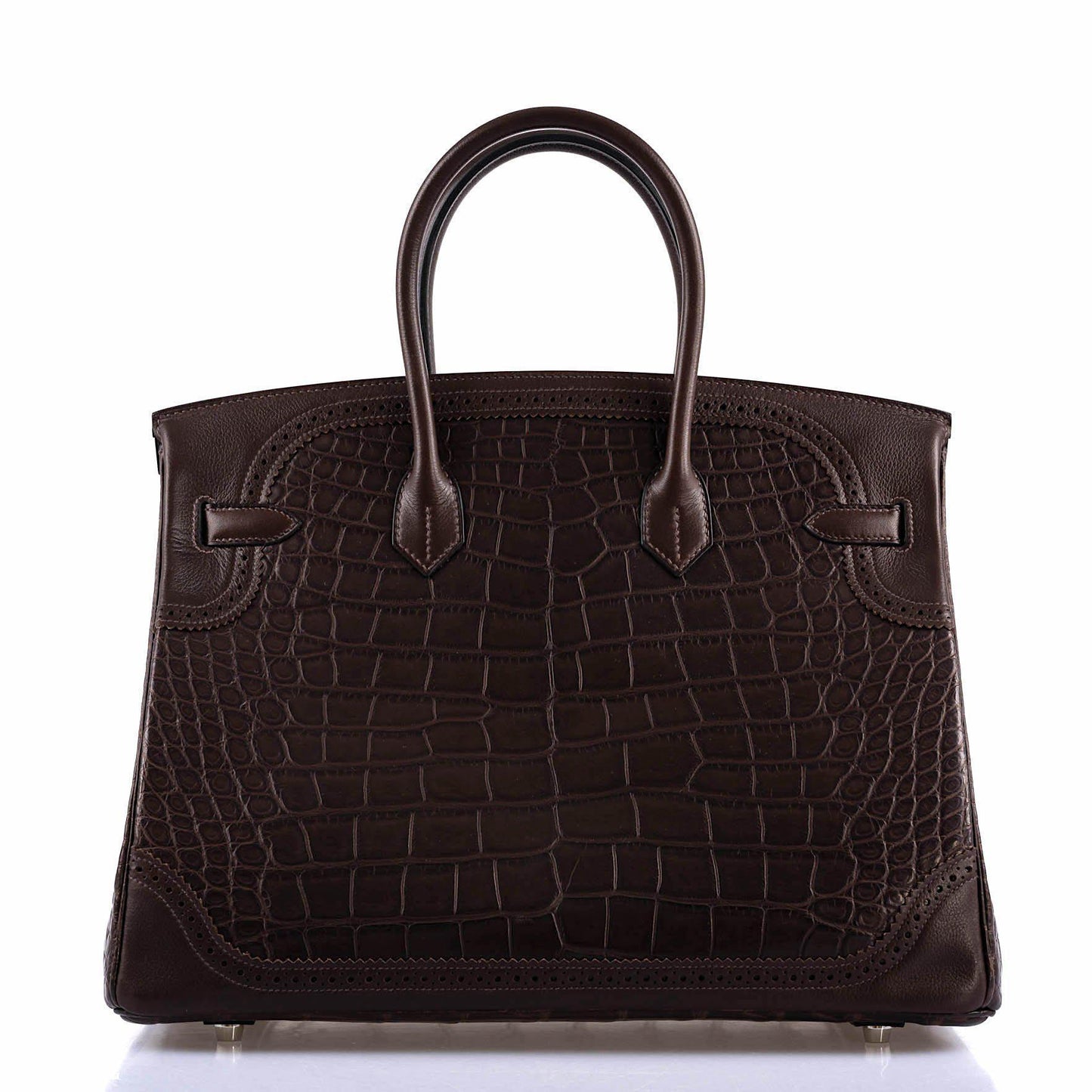 Hermes Ghillies Birkin 35 Matte Ebene Alligator & Swift with Palladium Hardware